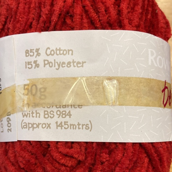 Rowan Designer Collection Yarn. Fine Cotton Chenille.  Cardinal Red. 4 for $20. - Picture 4 of 6